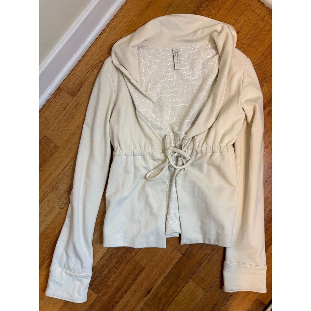 FOSSIL Women's Cream Small Lightweight Jacket with Front Tie So Soft Cozy